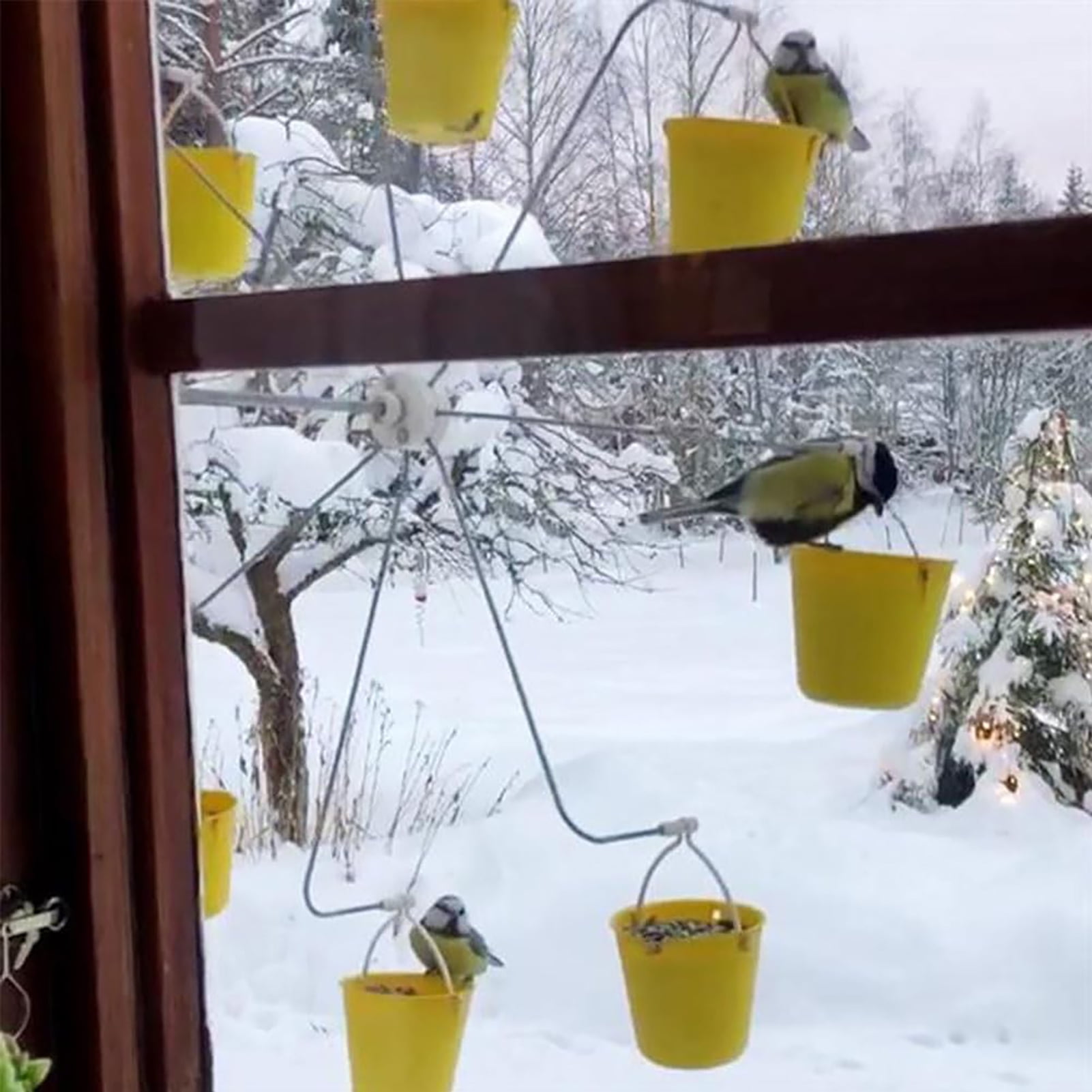 AYYUFE Ferris Wheel Bird Feeder Hummingbird Food Container Simple Installation Outdoor Hanging Ferris Wheel Rotating Bird Feeder