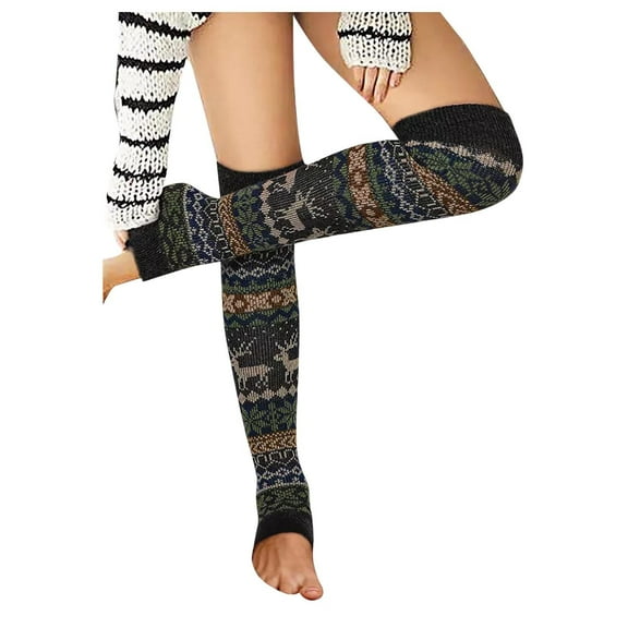 MZXELPRJD No Show Socks Womens Girls Ladies Christmas Warm High Over The Knee Socks Long Cotton Stockings Knit Warm Stockings, Womens Socks Size 7-9 Grey