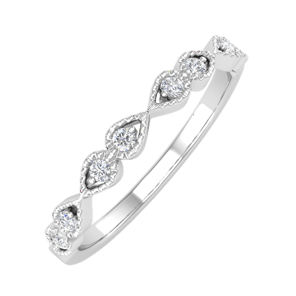 1/10 Carat Diamond Twisted Anniversary Ring in 14K White Gold (Ring Size 6.5) (I1-I2 Clarity)