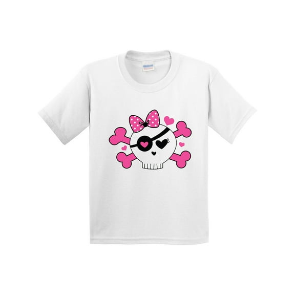 Inktastic Girl Pirate Skull Valentine Youth T-Shirt