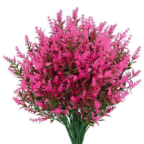 Lavanda artificial Plantas de flores falsas Resistentes a los rayos UV Arbustos verdes de plástico MABOTO Rosa