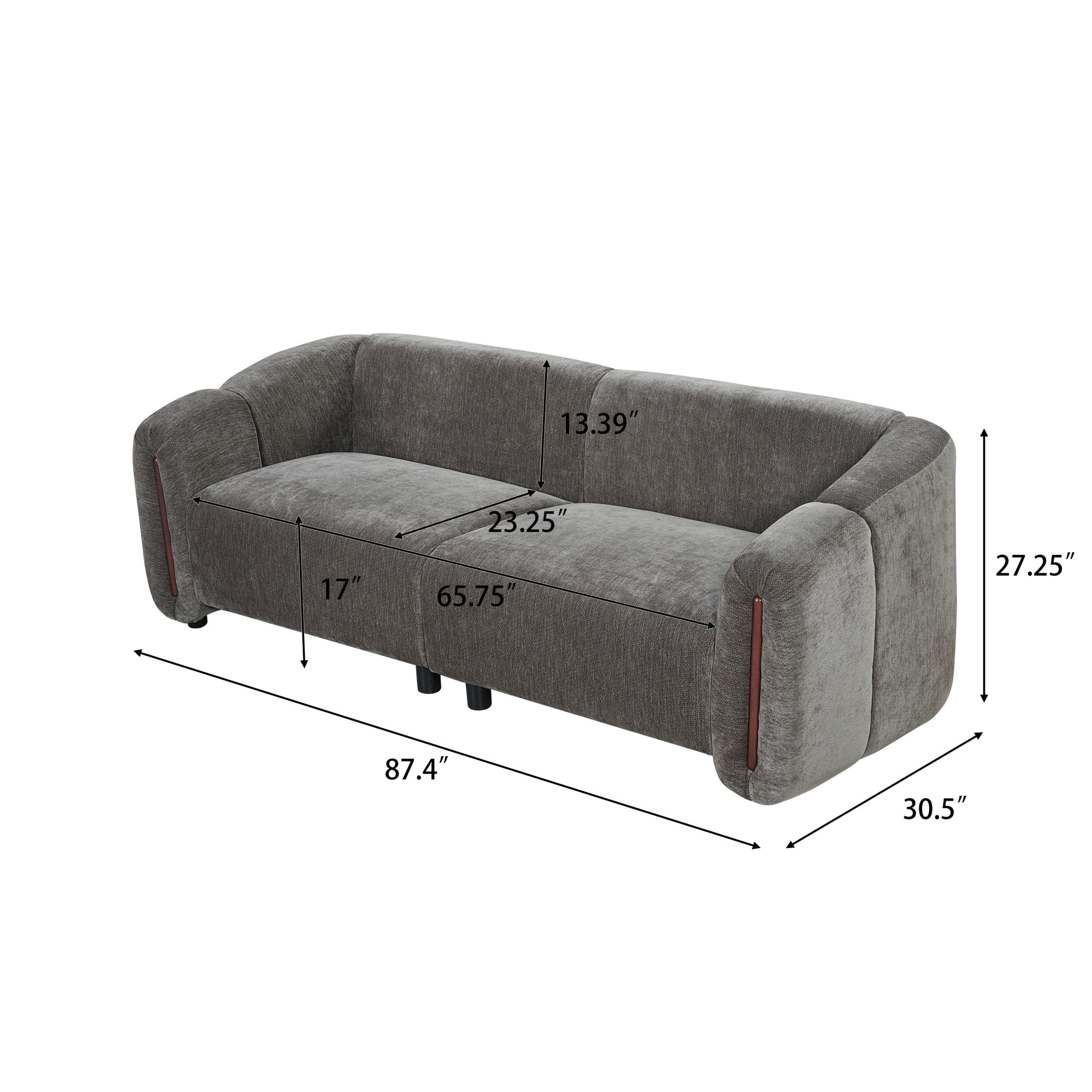 Christopher Knight Home 87.4" Modern Curved Upholstered 3-Seater Sofa with Wide Armrest, Espresso