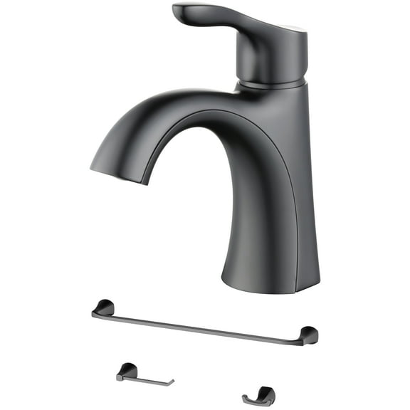 Better Homes & Gardens Matte Black Bathroom Upgrade Bundle – Single Hole Faucet & 3-Piece Hardware Set