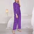 thumbnail image 4 of Bingfone Womens Pajama Sets Glitter Purple Print,Long Sleeve Loungewear Pajamas Set-Small, 4 of 9