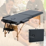 BestMassage Adjustable 2 Folding Portable Massage Table W/ Carry Case, Black