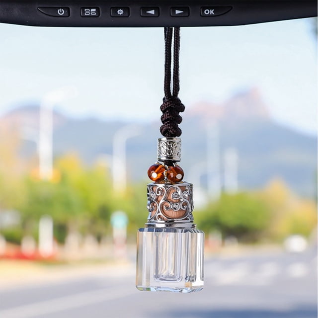 Crystal Perfume Rearview Mirror Car Pendant, Aromatherapy Diffuser With Long-Lasting Fragrance, Compact Interior Decoration, Easy Hanging Essential Oil Bottle For Vehicle Or Home Use