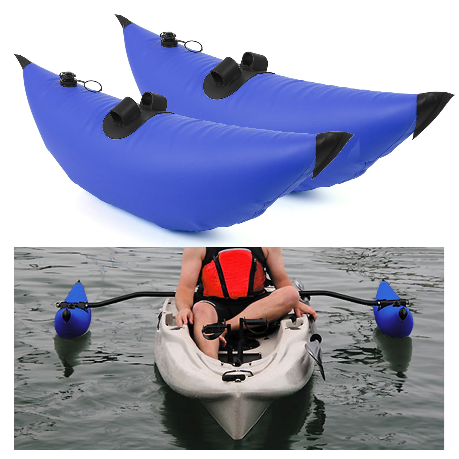 2xPVC Inflatable Boat Kayak Canoe Fishing Outrigger Stabilizer Buoy&Sidekick Kit 