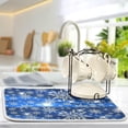 thumbnail image 4 of FREEAMG Christmas Dish Drying Mat Silver Snowflake Blue Xmas Microfiber Absorbent Drying Pad Heat Resistant Kitchen Island Protector Seasonal Gift Party Favors 16"× 18", 4 of 6