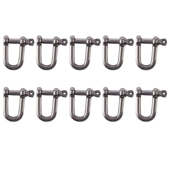 10piezas M6X38mm Recto D-Grillete, Corto, Acero Inoxidable AISI 316