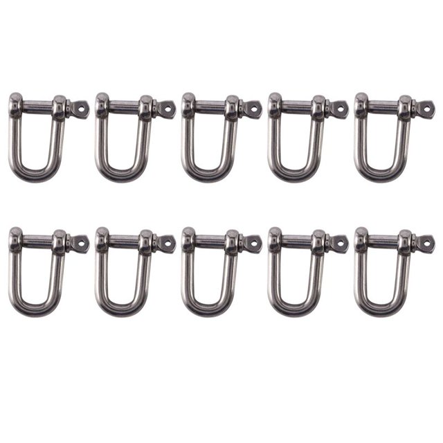 10piezas M6X38mm Recto D-Grillete, Corto, Acero Inoxidable AISI 316