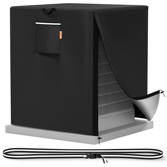Air Conditioner Cover for Outside Units, 420D Winter AC Condenser Cover Waterproof Outdoor Square Air Conditioner Covers for AC Units, Fits up to 30 x 30 x 32 inches (Black, 30''X30''X32'')