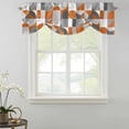 thumbnail image 5 of Tie Up Valance for Windows Burnt Orange Gray Geometric Curtains Valances Rod Pocket Valance Window Treatments Abstract Mid Century Balloon Curtains for Kitchen Living Room Bedroom 42x12 Inch, 5 of 9