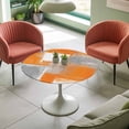 thumbnail image 4 of Abstract Orange Gray Oil Painting Elastic Fitted Round Table Cover Vintage Texture Waterproof Outdoor Tablecloth for Holiday Party, Picnic, Patio & Dining Fits Tables Up to 36"-44", 4 of 8