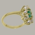 thumbnail image 3 of LBG British Made 10k Yellow Gold Natural Emerald & Cultured Pearl Womens Statement Ring - 33 size options - Size 9, 3 of 6