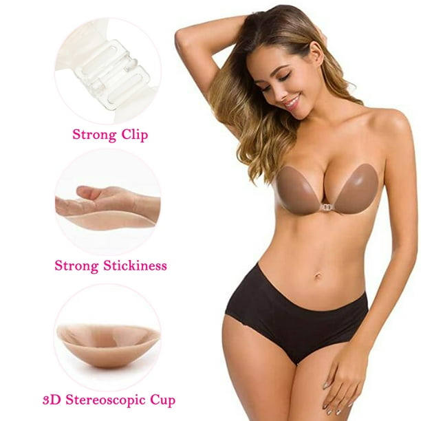 LELINTA Self Adhesive Sticker Backless Strapless Bra Invisible Push-up  Sticky Bra Reusable Bra Chest Sticker with Flower Nipple Cover Women 