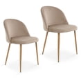 thumbnail image 1 of Sillas de Comedor de Terciopelo con Patas de Acero Acabado Tipo Madera Estilo Moderno - Sillas de Comedor Tapizadas Minimalista con Relleno Suave Set 2 Piezas Taupe, 1 of 5
