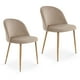 thumbnail image 1 of Sillas de Comedor de Terciopelo con Patas de Acero Acabado Tipo Madera Estilo Moderno - Sillas de Comedor Tapizadas Minimalista con Relleno Suave Set 2 Piezas Taupe, 1 of 5