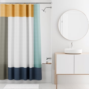Mainstays Albers Colorblock Fabric Shower Curtain