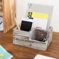 thumbnail image 3 of MyGift Rustic Torched Brown Wood 3-Compartment Desktop Stationary Organizer, 3 of 6
