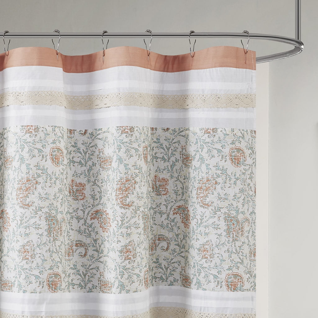 MAYEERTY Coral Shower Curtain Textured Bathroom Shower Curtains with 12 pcs Hooks,72" x 72"