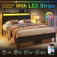 thumbnail image 5 of Bolvdo Bed Frame with Headboard, Noise-Free, Charging Station, LED Light, No Box Spring Needed, Full Size, Black, 5 of 7