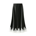 thumbnail image 4 of Women Silk Satin Half Slip Long Skirts Lace Patchwork Elastic Waist Long Skirt Elegant Silky Flowy A Line Midi Skirts, 4 of 4