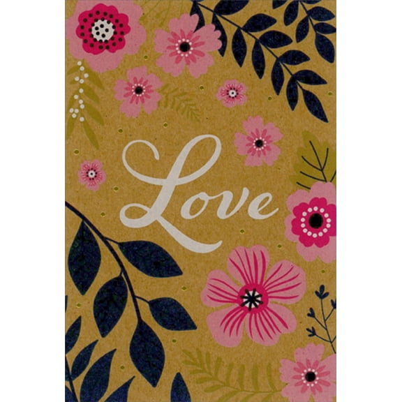 Pictura Falling Pink Flowers and Dark Green Leaves : Our Wedding Anniversary Card