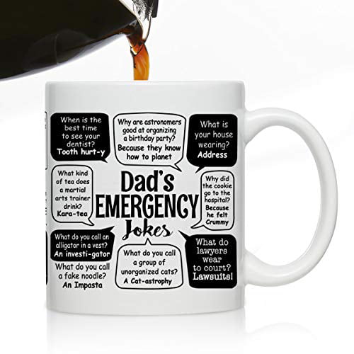 Funny Fathers Day Gift Mug 15oz Deluxe Double-Sided Coffee Tea Mug These Puns Are Armed And Dadly Black Inlay