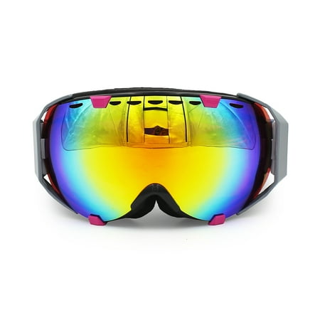 Ediors Windproof Snowmobile Ski Snow Goggles Eyewear  - Anti Fog Double Lens All Mountain / UV Protection (105-3, Revo