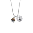 thumbnail image 2 of Delight Jewelry Silvertone 3-D Chocolate Cupcake with Sprinkles Silvertone Script Initial Disc - G - Charm Necklace, 20"+3", 2 of 4