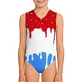 thumbnail image 2 of Shadoumai One Piece Swimsuit for Girls Keyhole Tankini with Shorts Quick Drying Tropical Print Ruffle Bathing Suit Swimwear with Cover Up Skirt with Chest Pad, 2 of 5