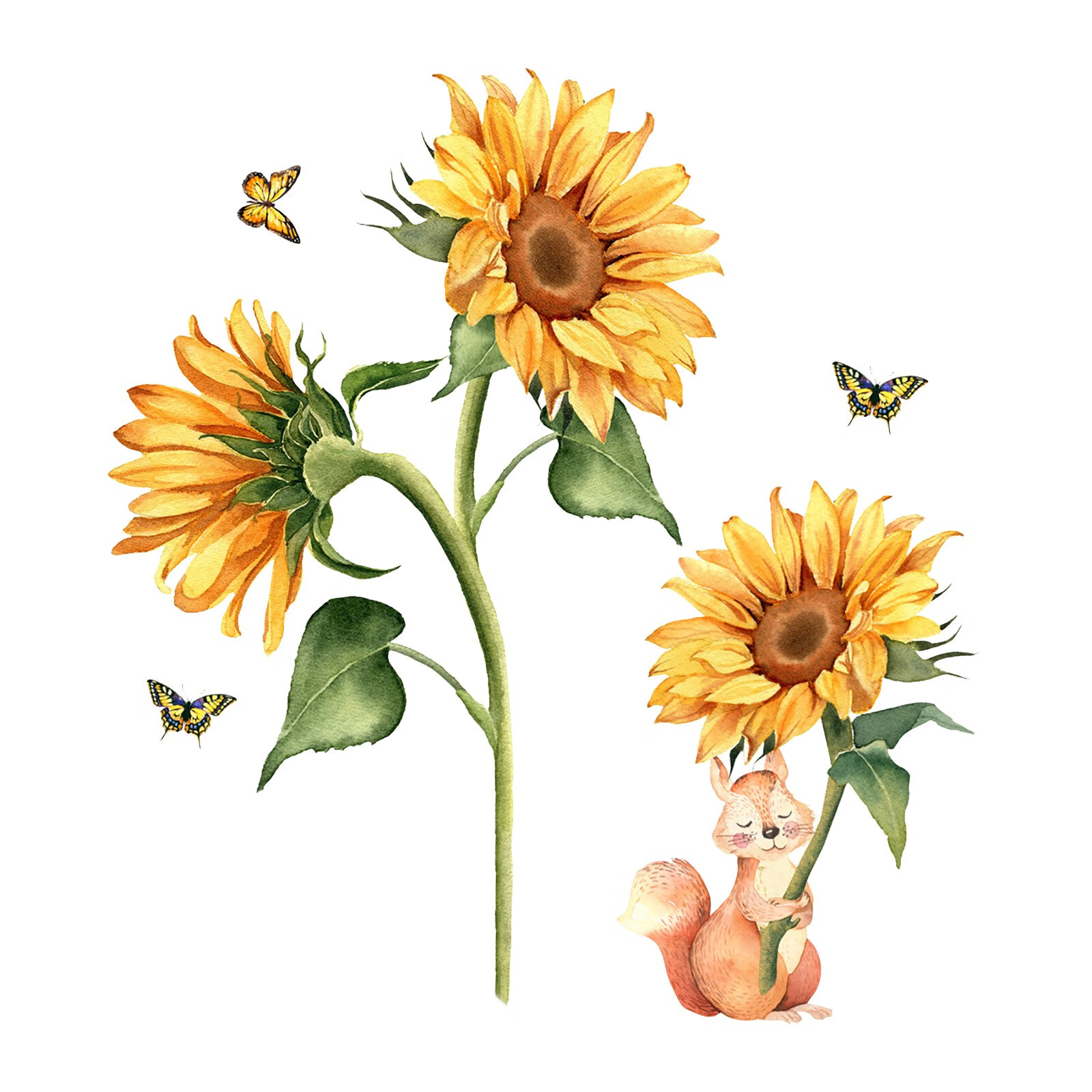 Randolph Sunflower Wall Decals Garden Flower Wall Stickers Bedroom