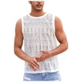 thumbnail image 2 of PNTUTB Summer Men's Solid Color Openwork Breathable Casual Crew Neck Sleeveless Loose Comfortable Tank Tops, 2 of 6