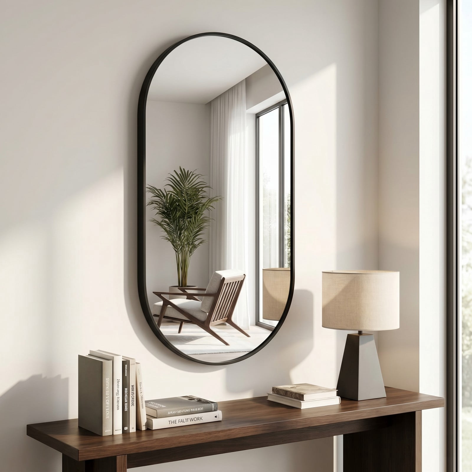Gleamira 22"x38" Oval Mirror Bathroom Vanity Mirror Wall-Mounted Mirror, Black