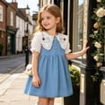 thumbnail image 6 of Amidoa Girls Summer Dresses Short Sleeve A-Line Solid Color Dresses Casual Kids Sundress Light Blue Size 12, 6 of 9