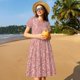 thumbnail image 4 of Balery Rose Gold Glitter Vestidos sueltos de manga corta para mujer, vestidos de verano 2025, vestidos casuales de corte A con vuelo., 4 of 6