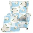 thumbnail image 3 of HUISEFOR Wingback Chair Covers, Stretch Wingback Armchair Slipcover, 2 Piece, 1 Wing Cover & 1 Cushion Cover, Wrinkle Resistant, Full Protection, Blue White Rose Patchwork, 3 of 7
