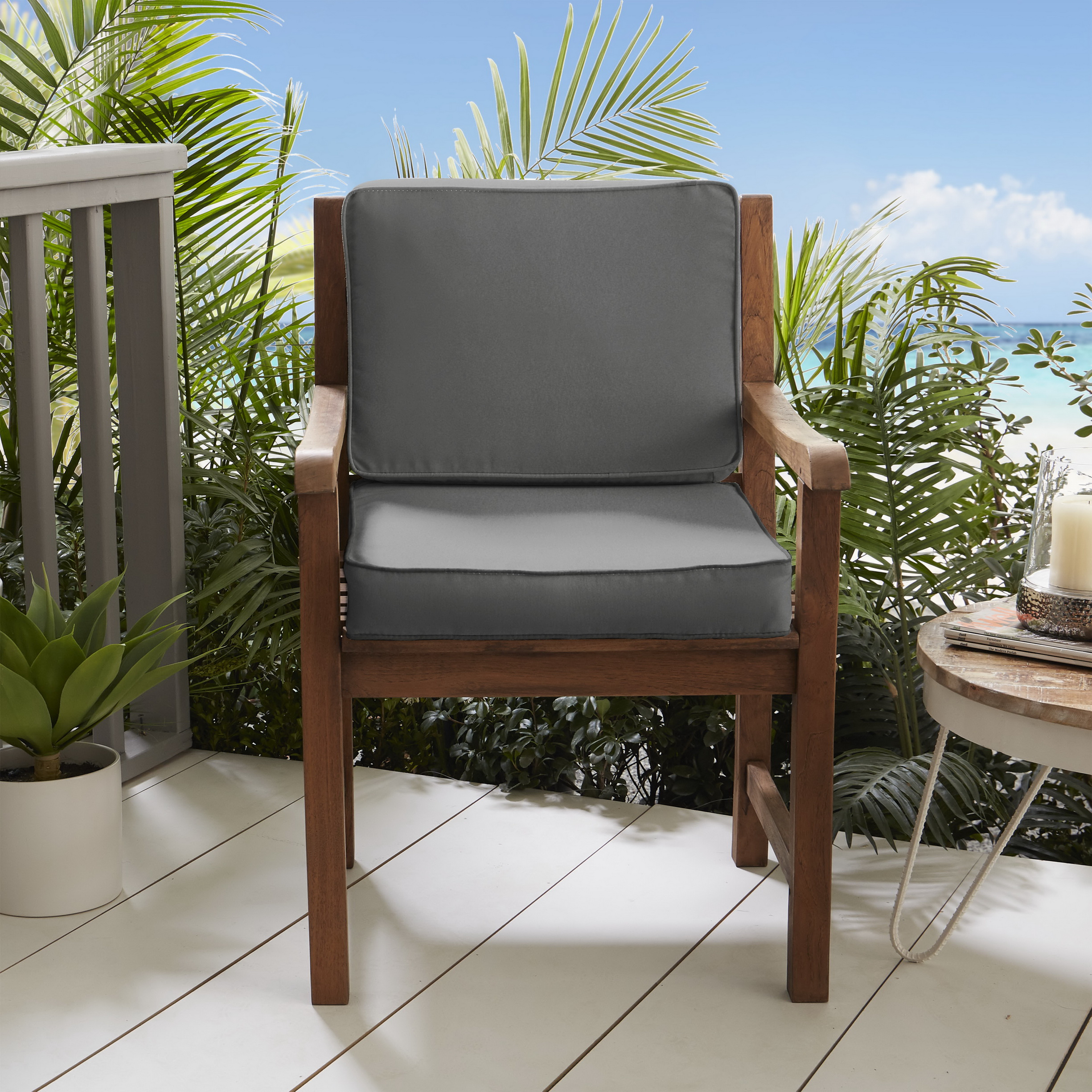 Sorra Home Charcoal Grey Indoor/Outdoor Deep Seating Cushion, Corded