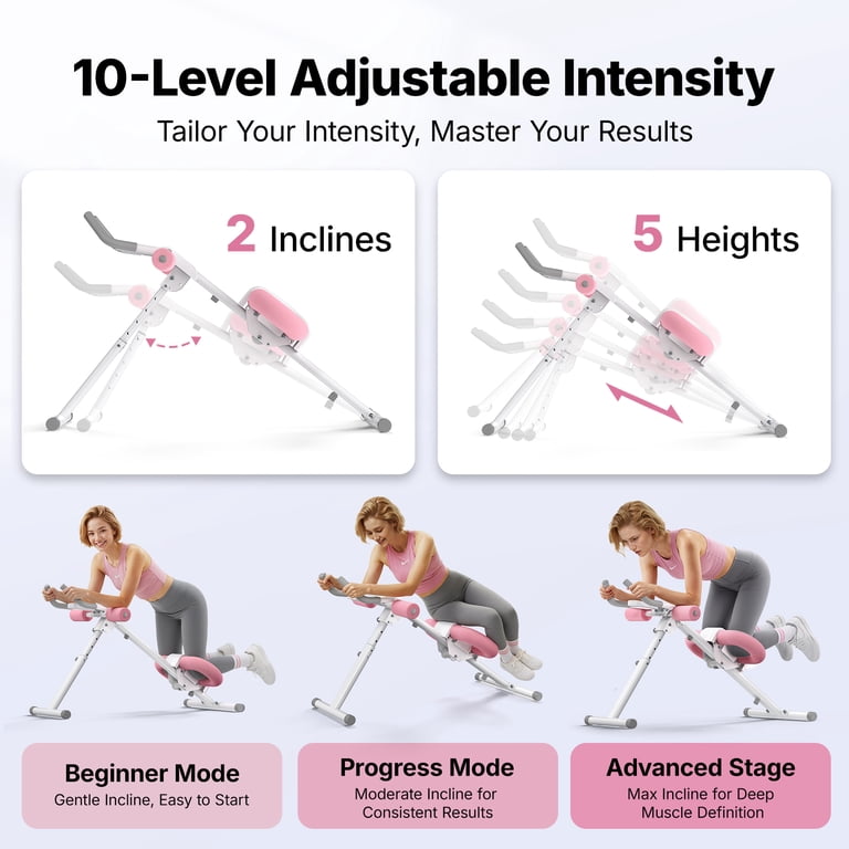 MERACH Adjustable Ab Machine, Foldable Abdominal Trainer with LCD