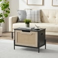 thumbnail image 2 of Rattan Storage Bench with Safety Hinges, Flip Top Storage Trunk Modern Storage Chest, 2 of 8