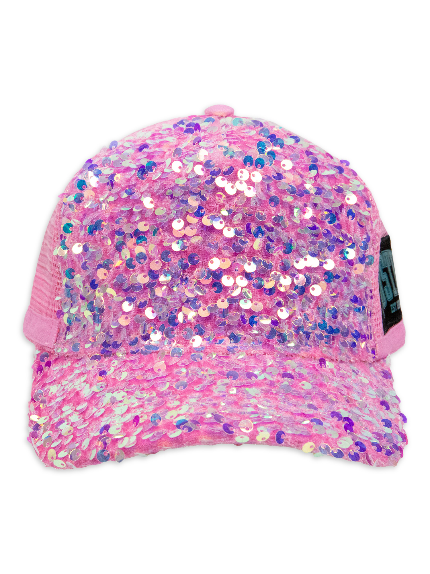 Justice Girl's Velvet Sequins Baseball Hat, Pink