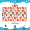 thumbnail image 2 of Red Strawberry Plants Fruit Flower Pink Pattern Hooded Bath Towel，60"x35" for Ages 3 To 12 Kids, Quick Dry Lightweight Soft Microfiber Hood Beach Towel Cover Up for Kids, 2 of 7