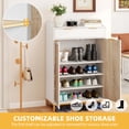 thumbnail image 3 of Uforic 4-Tiers Shoe Cabinet with Door, Shoe Rack Organizer Cabinet with Adjustable Shelves, Black, 3 of 12