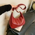 thumbnail image 5 of Women Shoulder Bag Adjustable Strap Crescent Bag Pu Leather Bag For Work Decor Bag (Red), 5 of 10