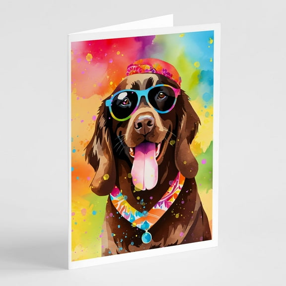 Chocolate Labrador Hippie Dawg Greeting Cards Pack of 8 7 in x 5 in
