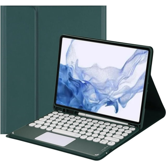 Funda con teclado táctil para Samsung Galaxy Tab S8/Tab S7 de 11 pulgadas (modelo SM-X700/X706/T870/T875/T878), con portalápices, teclado Bluetooth magnético desmontable