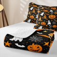 thumbnail image 4 of Homewish Halloween Pumpkin Ghost Twin Quilt Set, Witch Hat Bat Twin Coverlet Set, Black Orange, 2 Pieces 1 Bedspread and 1 Pillowcase, 4 of 7