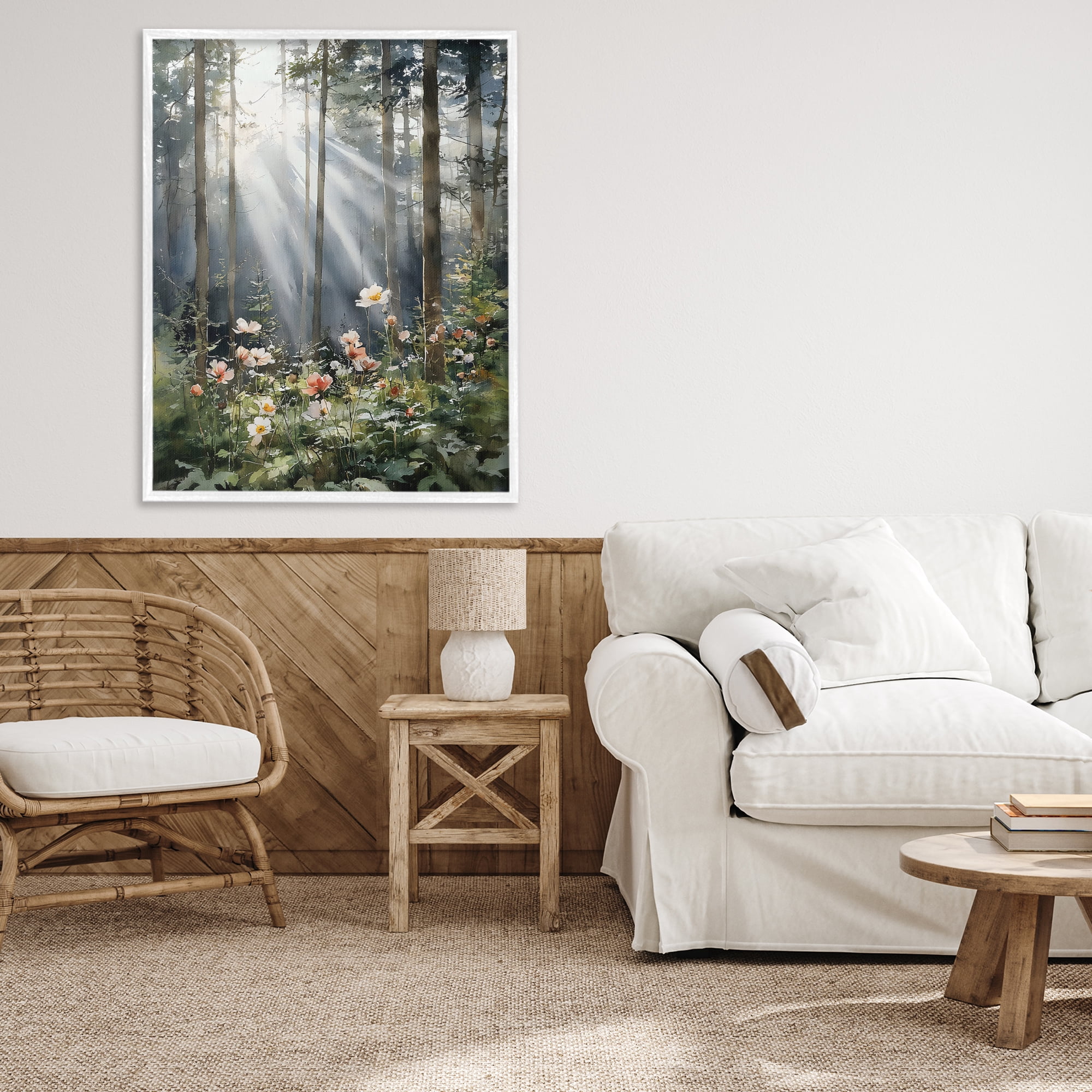 Stupell Industries Sunlit Woods In Morning White Framed Giclee Art, design by Franklyn Gregory