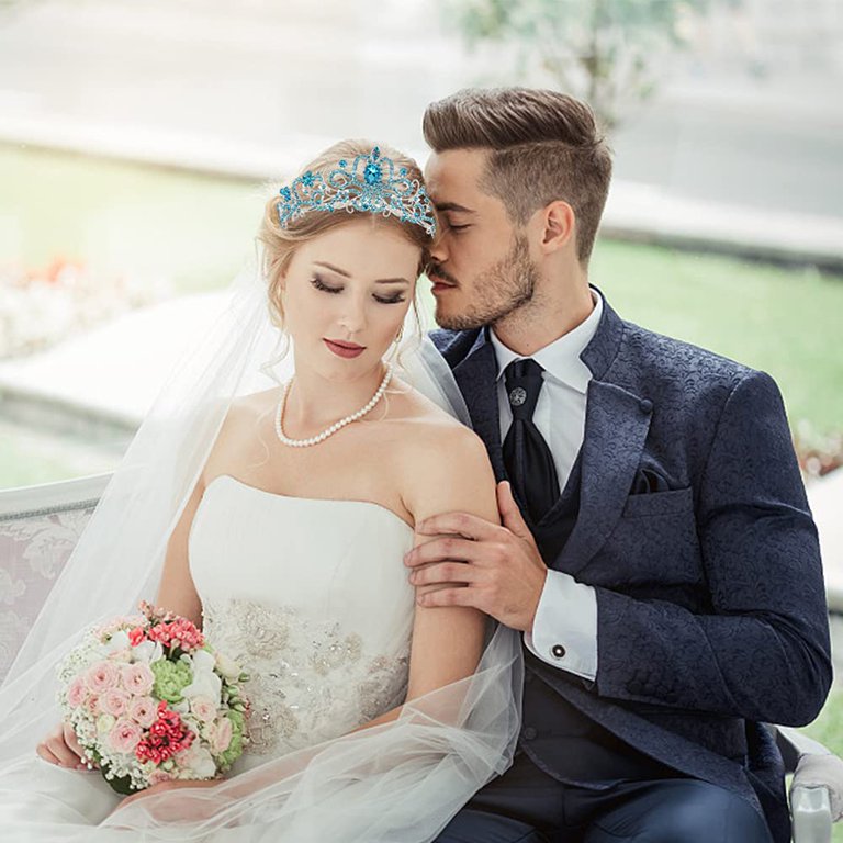 Crystal Tiara Headband with Comb for Weddings Parties Prom Silver Tiara Crown Crystal Headband with Combs for Bride  main image 3