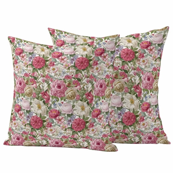 Outdoor Waterproof Throw Pillow Covers Set of 2 Pink Bloom Flowers Decorative Pillowcases Square Outdoor Pillows Cushion Case 16x16 Inch Spring Floral Patio Pillows for Couch Sofa Bed Garden